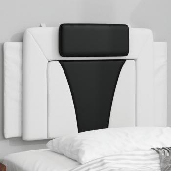 Cabecero de cama acolchado en cuero sintético blanco y negro de 90 cm