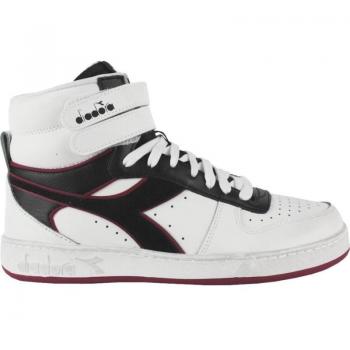 Zapatilla Diadora Magic Basket Mid - Icona Leather, Zapatillas deporte de Hombre, Color Blanco-Burdeos, Modelo C5019, Diseño medio (mid), Material cuero