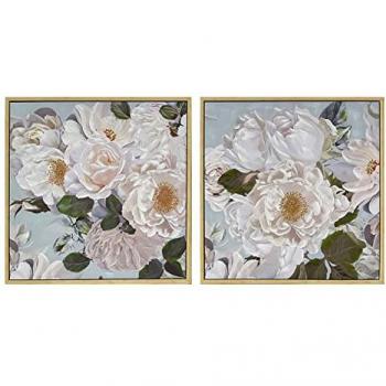 Cuadro DKD Home Decor 80 x 4 x 80 cm Flores Shabby Chic (2 Unidades)