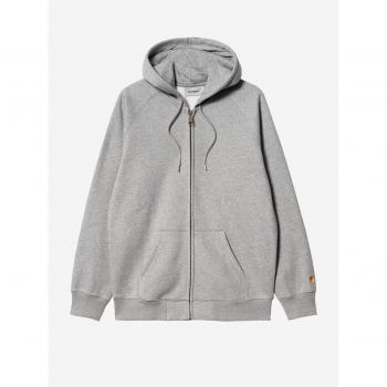 Sudadera Carhartt Chase Gris con Capucha y Cremallera, 95% Algodón, 5% Elastano, Talla M
