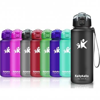KollyKolla Botella de Agua Deportes, Botellas Sin BPA Tritan Plástico Reutilizables Ecológica con Filtro, Water Bottle para Niños, Gimnasio, Oficina, Senderismo, Viajes,