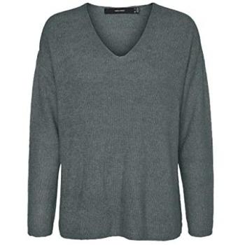 Suéter de punto Vero Moda Regular Fit con escote en V, color verde, talla XS