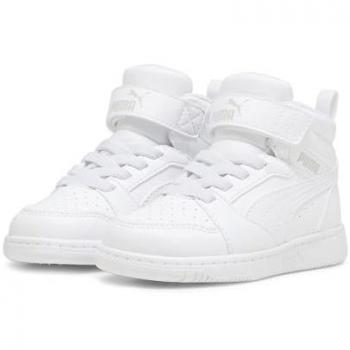 Zapatillas Puma Rebound V6 Mid Infant Unisex Blancas con Cordones y Velcro