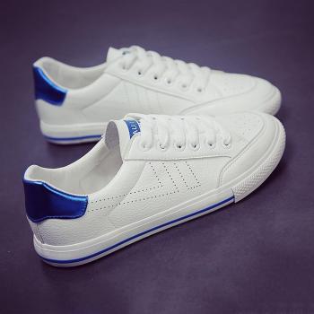 Las Mujeres De Bajo Fondo Plano Superior Encaje Patinaje Sobre Lienzo De Ocio Zapatos Deportivos Zapatos Deportivos Alojamiento,35,Azul Blanco