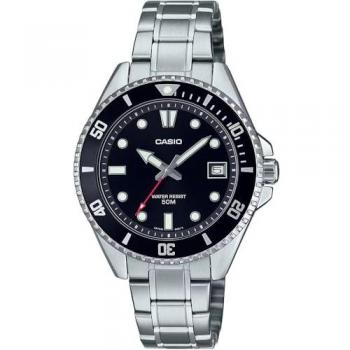 Reloj de Pulsera Analógico Casio MDV-10D-1A1 con Correa de Acero Inoxidable Color Gris Plata y Dial Negro para Hombre