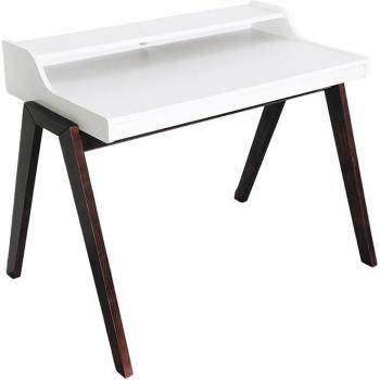 Mesa Escritorio Wellhome Nere Color Blanco Patas Marrones 110x86x75cm