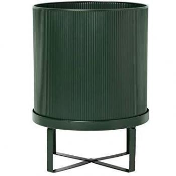 ferm Living BAU 100202408 Large Plant Pot Diameter 28 cm Height 38 cm Powder Coated Galvanised Steel Dark Green