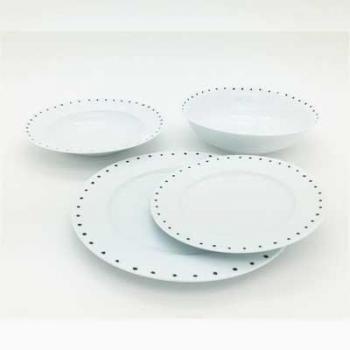 Oroley - Vajilla Porcelana Completa Hydra | 19 Piezas | Moderna | Blanca | Platos | Original