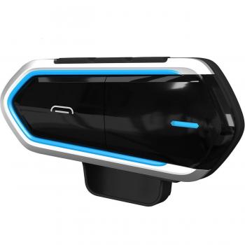 Casco de motocicleta con auriculares Bluetooth 4.1 EDR, micrófono manos libres, control de llamadas y radio FM