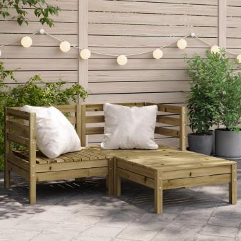 Sofá de jardín de 2 plazas con reposapiés de madera maciza de pino natural, color marrón cera, Douglas natural - Conjunto de muebles para terraza y jardín exterior
