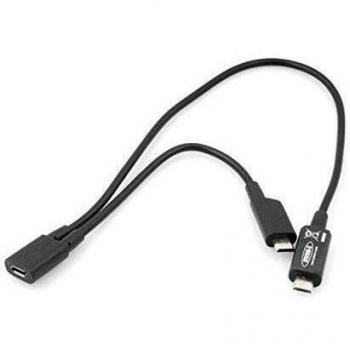 SYSTEM-S - Cable Divisor con Entrada Micro USB a 2 Salidas Micro USB, Cargador