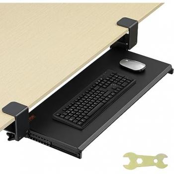 Sliding Keyboard and Mouse Tray - 68x28 cm Under Desk Mount with Easy Clamp Installation, Supports Up to 5 kg