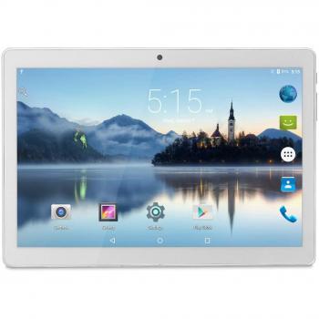 Tableta Android 10 Pulgadas Desbloqueado Teléfono 3G, Tabletas PC Ranuras para Tarjetas SIM Dobles 1GB + 16GB Quad-Core IPS 1280x800, WiFi Bluetooth GPS Cámara de Doble cámara, Plata