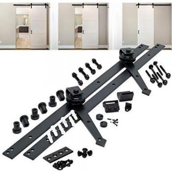 Sistema de Herrajes para Puerta Corredera 244cm - Soporta hasta 150kg - Riel Deslizante Decorativo