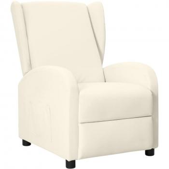 Sillón orejero reclinable de cuero sintético blanco crema