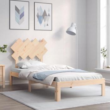 Cama de madera maciza de pino sin colchón 90x200 cm con cabecero marrón Vidaxl