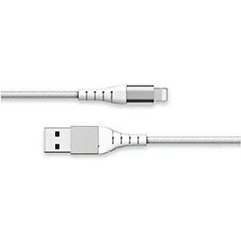 Force Power Lite - Cable de carga reforzado con Nylon trenzado USB A/micro USB de 2 metros - Blanco