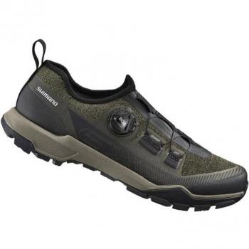 Zapatillas de ciclismo para hombre Shimano EX7 verdes oliva y negras, talla 45