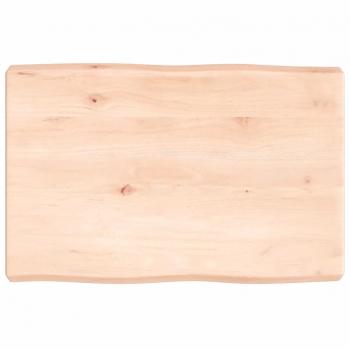Encimera de madera maciza de roble sin tratar con bordes vivos, dimensiones 60x40x(2-6) cm, color marrón