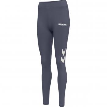 Mallas altas de cintura alta para mujer Hummel Legacy, color Azul Paloma y Blanco, talla S