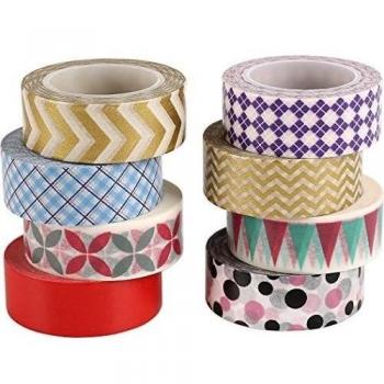 ST Washi Tape-Nastro decorative di carta Washi,15mm x 9,14m Ciascuno,Set di 8