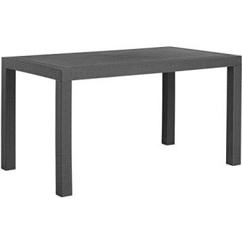 Beliani Mesa de jardín 6 personas en material sintético gris, rectangular 140 x 80 cm