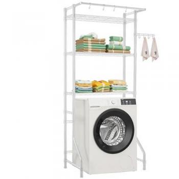 Vevor 3-Tier Over Washer Dryer Storage Shelf with Hanger Rod and Hooks, Adjustable Laundry Organization Rack, Space-Saving Design