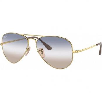 Ray-Ban RB3689 Aviator Metal II Sunglasses in Gold with Clear Gradient Blue lenses