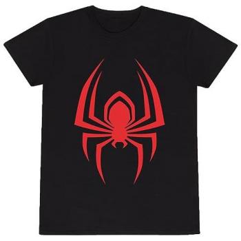 Camiseta de Manga Corta Unisex Spider-Man Miles Morales Colgando en Negro Talla M