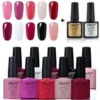 Elite99 Esmaltes Semipermanentes de Uñas en Gel UV LED, 10 Colores con Base y Top Coat Kit de Esmaltes de Uñas 005