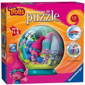 Ravensburger 12197 Trolls Trolls-72 Piece 3D Jigsaw Puzzle Ball for Kids Age 6 Years and up