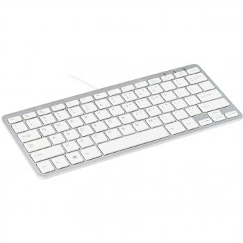 Teclado Compacto Ergonómico R-GO Tools, QWERTZ (DE), Cableado, Color Blanco y Plata