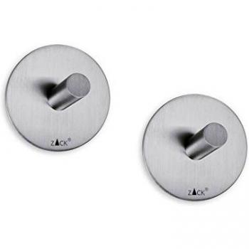 ZACK ZK40306 Set 2 Ganchos Pared Mate, Metal, Plateado