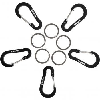 2 pulgadas / 5cm Flat Calabaza Forma Mosquetón, WAPAG Spring Clip Gancho para llaves y otros Objetos Pequeños, Para la Vida Diaria de Interior o Exterior, a Valorar para Hamacas, Camping, Senderismo - 5pcs