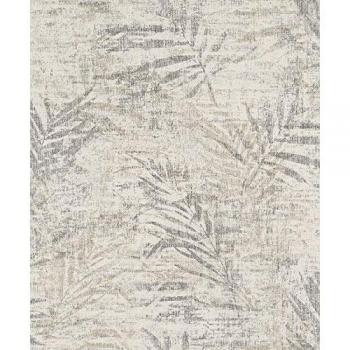 Papel Pintado No Tejido Rasch Poetry II 546613 - Diseño Botánico con Hojas de Palma en Gris y Textura Textil, 0.53 x 10.05 m