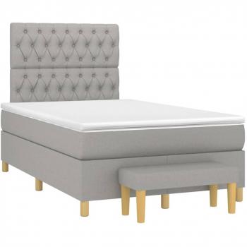 Cama box spring con colchón tela gris claro 120x190 cm