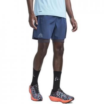 Craft Pro Trail 2-in-1 Men's Shorts - Blue, Gray, Size XL