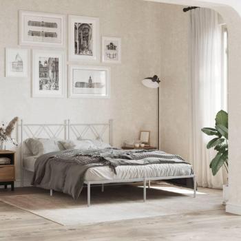 Cama solar con cabecero de metal blanco 135x190 cm
