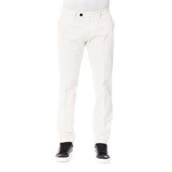 Trussardi White Cotton Zipper Chinos Pants for Men - Size S