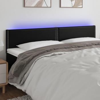 Cabecero Led Negro 180x5x78/88 cm en Cuero Sintético con iluminación LED integrada