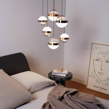 Lámpara colgante LED Galaxy, 6 luces, acrílico y metal, 58W integrado, 3000K, IP20