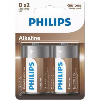 Philips LR20A2B/10 Pack de 2 Pilas Alcalinas Tipo D 1.5V