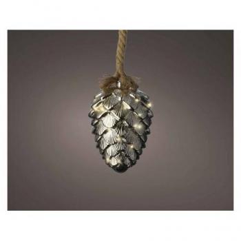 15cm Large Silver LED Hanging Pine Cone Christmas Decoration Display Ornament