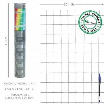 Malla Electrosoldada Galvanizada 50x25 / 2,00 / 150 cm. GA Rollo 25 metros
