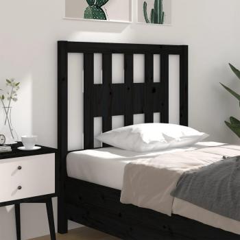Cabecero para cama negra de madera maciza de pino 96x4x100 cm