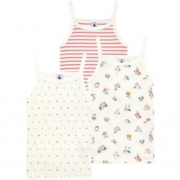 Petit Bateau Lot X3 Cab, Camiseta de Tirantes para Niñas,