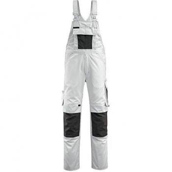 Mono Latzhose Augsburg con Rodilleras y Pockets, Talla 46, Color Blanco/Gris Oscuro MASCOT