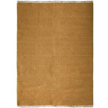 Alfombra de yute y algodón con flecos 160 x 230 cm Amarillo ocre ESSENCE