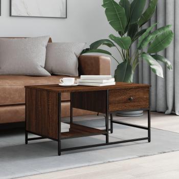 Mesa de centro de madera multicapa de roble marrón 85,5x51x45 cm