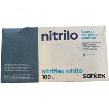 Guantes de Nitrilo Blanco Sin Polvo Tamaño L 100 Unidades